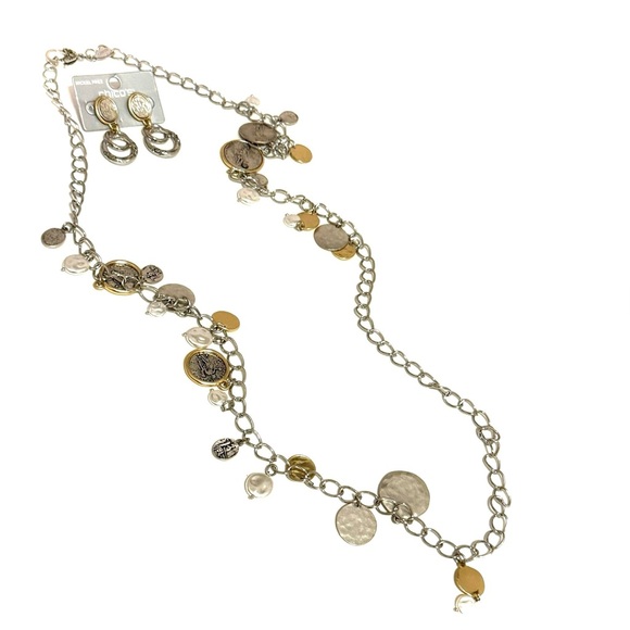 Chico's Two Tone Coin Drop Earrings NWT - Picture 5 of 6